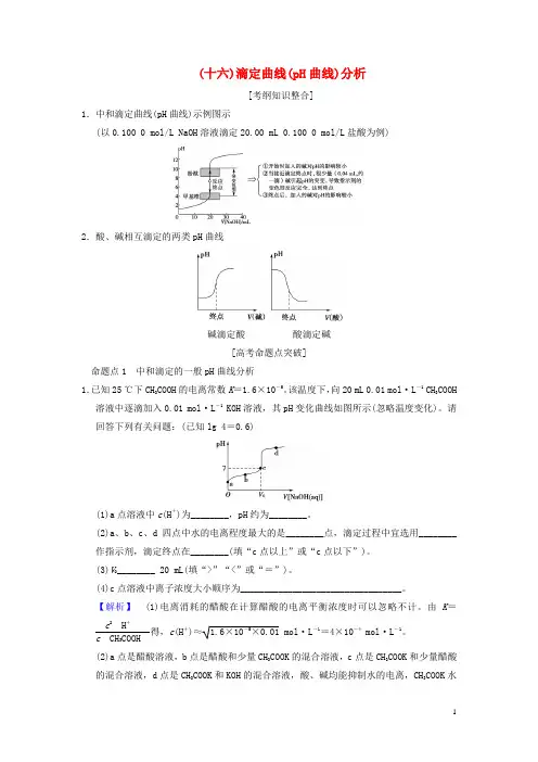 (全国通用)2019版高考化学一轮复习第8章水溶液中的离子平衡专项突破16滴定曲线(pH曲线)分析学案