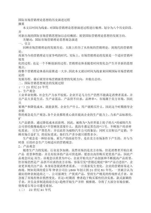 国际市场营销理论思想的历史演进过程