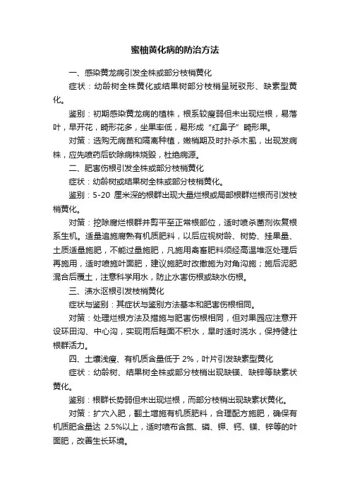 蜜柚黄化病的防治方法