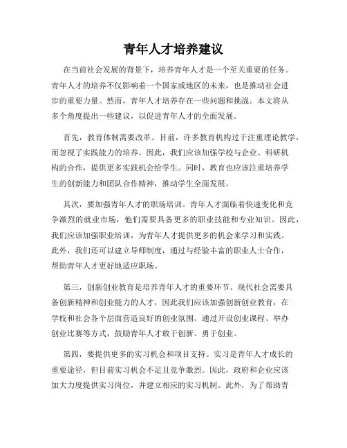 青年人才培养建议