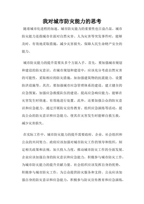 我对城市防灾能力的思考