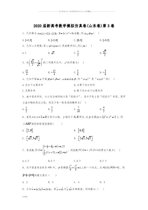 新高考数学模拟仿真卷(山东卷)第3卷
