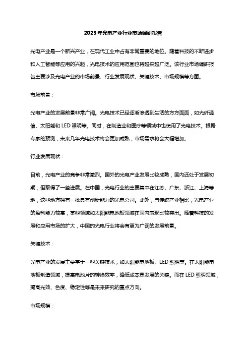 2023年光电产业行业市场调研报告
