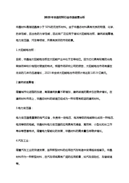 2023年非晶材料行业市场前景分析