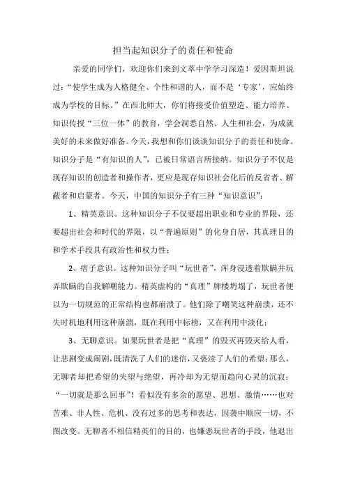 担当起知识分子的责任和使命