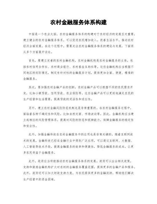 农村金融服务体系构建