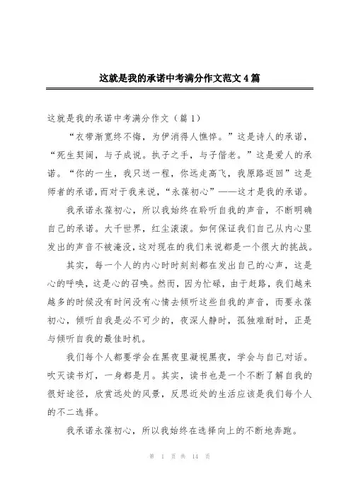 这就是我的承诺中考满分作文范文4篇