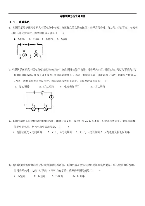 电路故障分析专题训练