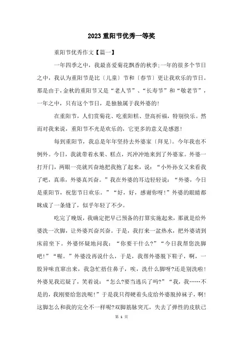 2023重阳节优秀一等奖
