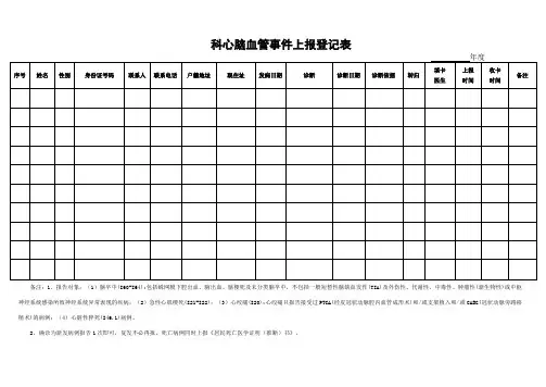 科心脑血管事件上报登记表