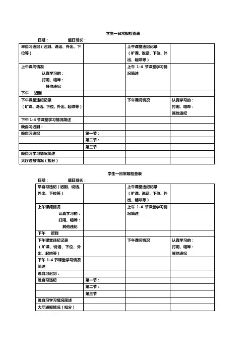 学生一日常规检查表