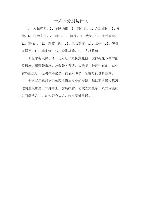 十八式分别是什么