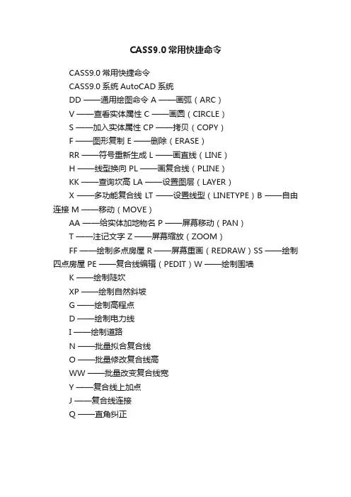 CASS9.0常用快捷命令