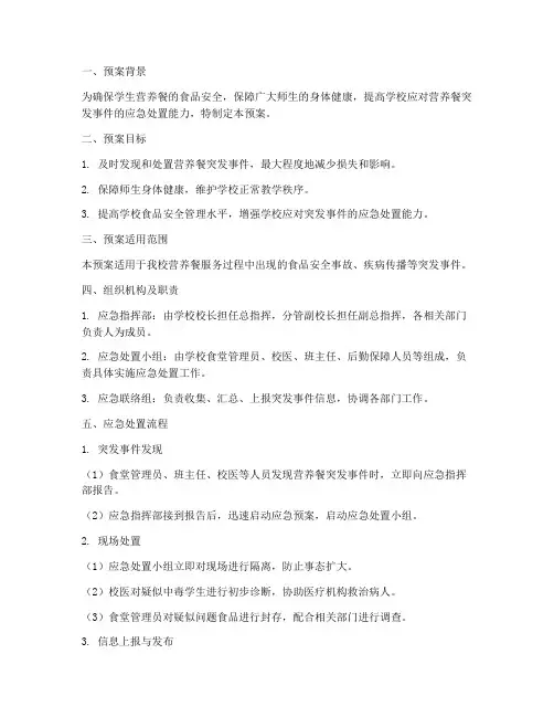 营养餐应急处置预案