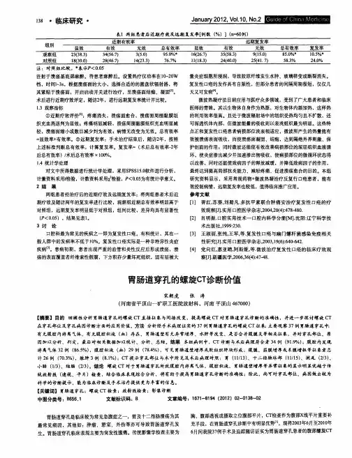 胃肠道穿孔的螺旋CT诊断价值