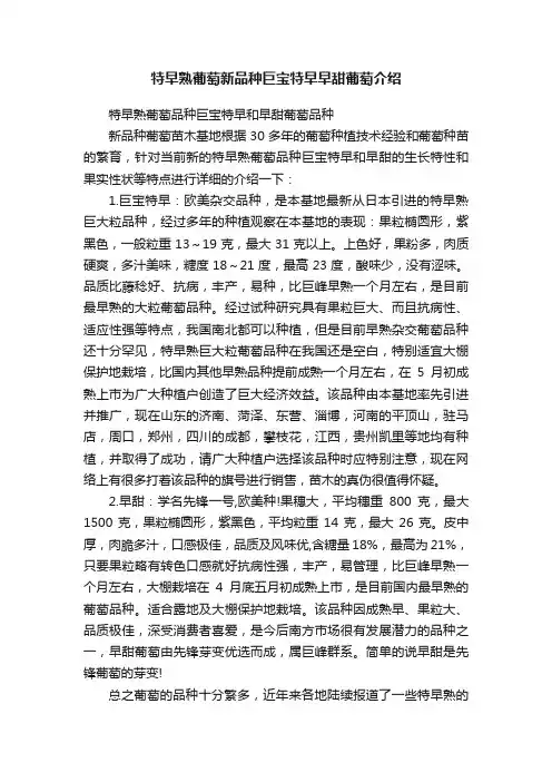 特早熟葡萄新品种巨宝特早早甜葡萄介绍