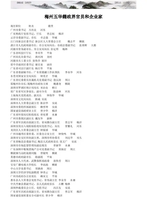 梅州五华籍政界官员和企业家