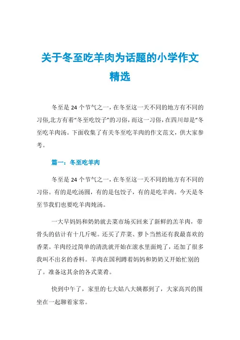 关于冬至吃羊肉为话题的小学作文精选