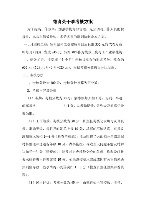 德育处干事考核方案