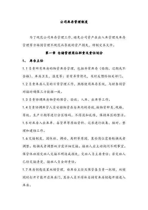 公司库存管理办法
