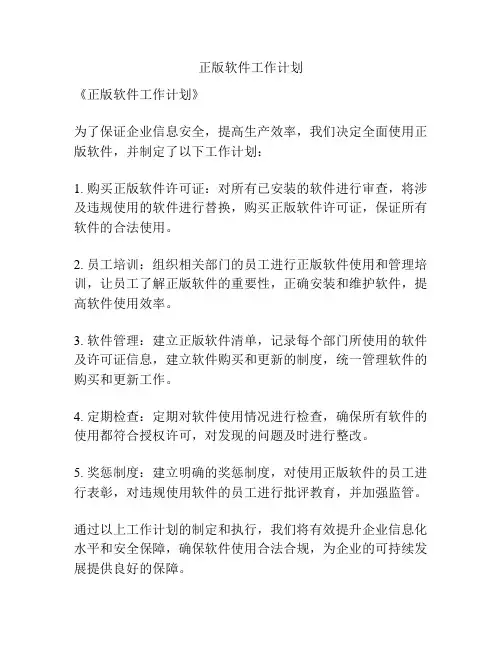 正版软件工作计划