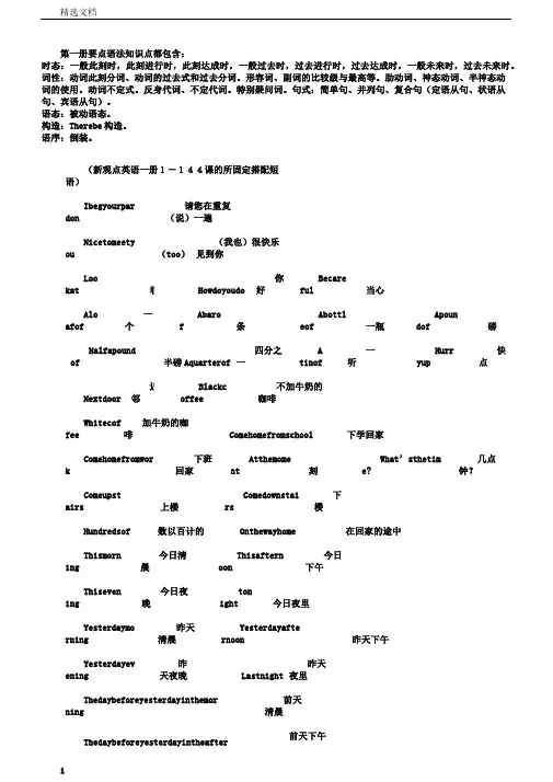 最全的新概念英语第一册语法汇总[1]文档