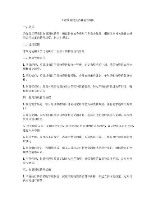 工程项目物资消耗管理制度
