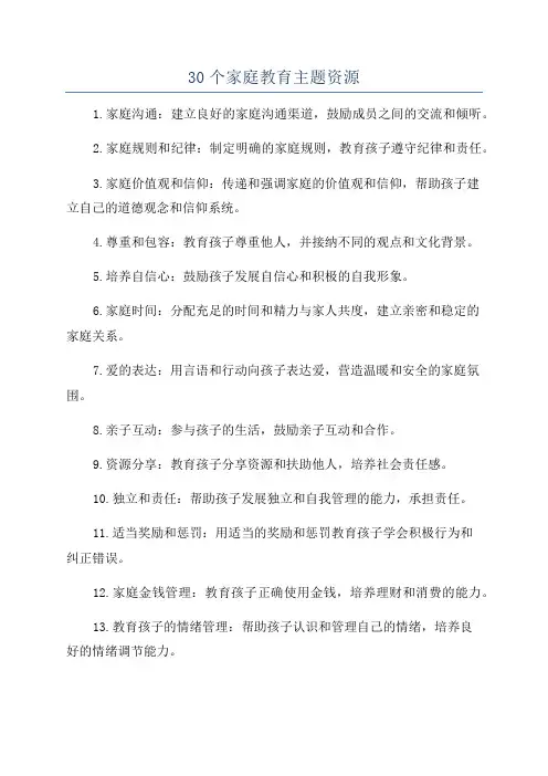 30个家庭教育主题资源