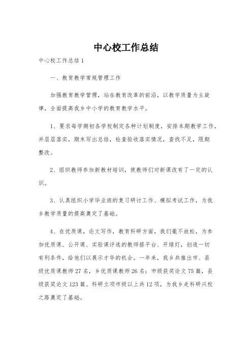 中心校工作总结