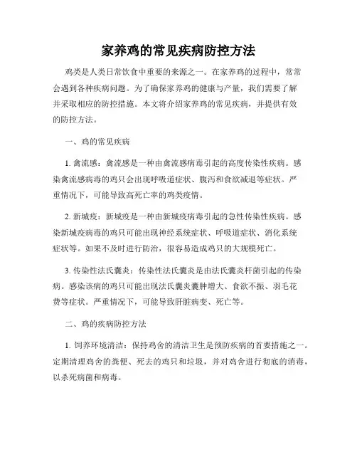 家养鸡的常见疾病防控方法