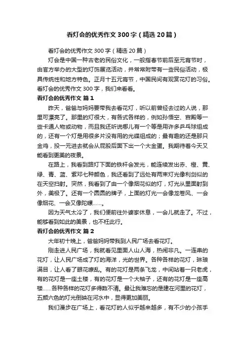看灯会的优秀作文300字（精选20篇）