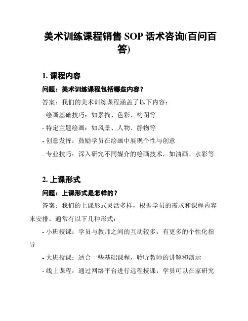 美术训练课程销售SOP话术咨询(百问百答)