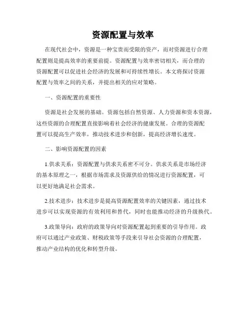 资源配置与效率