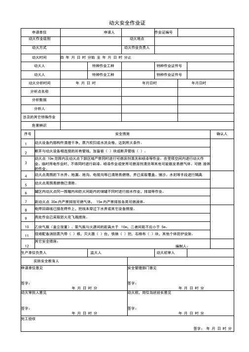 危险作业八大许可证