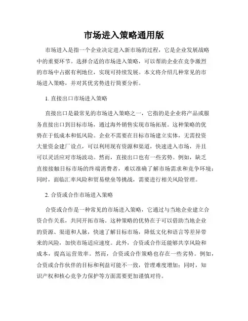 市场进入策略通用版