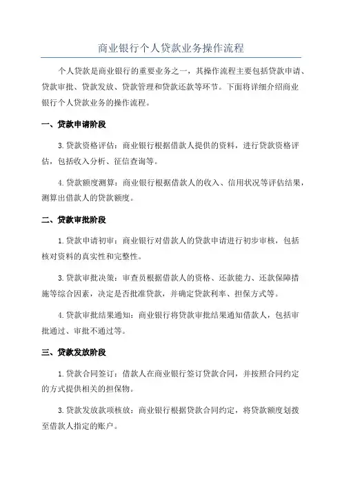商业银行个人贷款业务操作流程