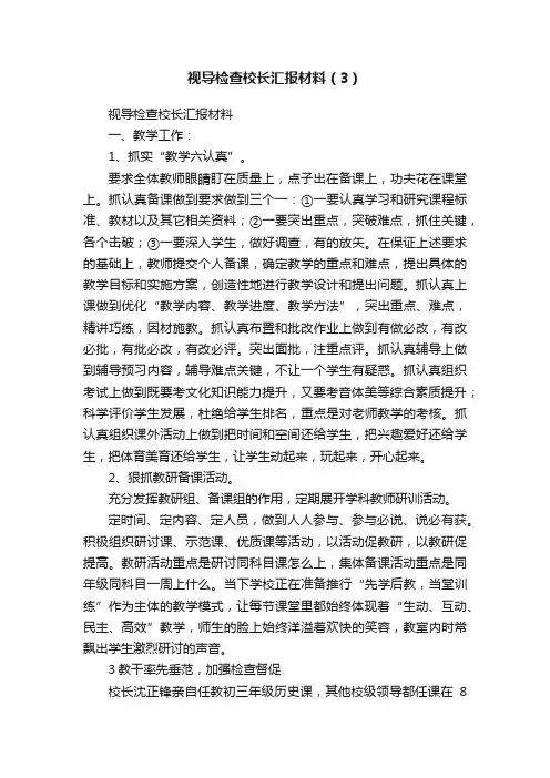 视导检查校长汇报材料（3）