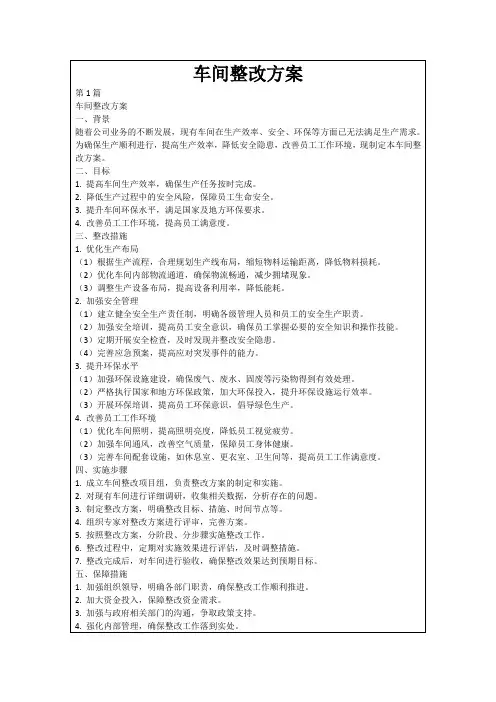 车间整改方案
