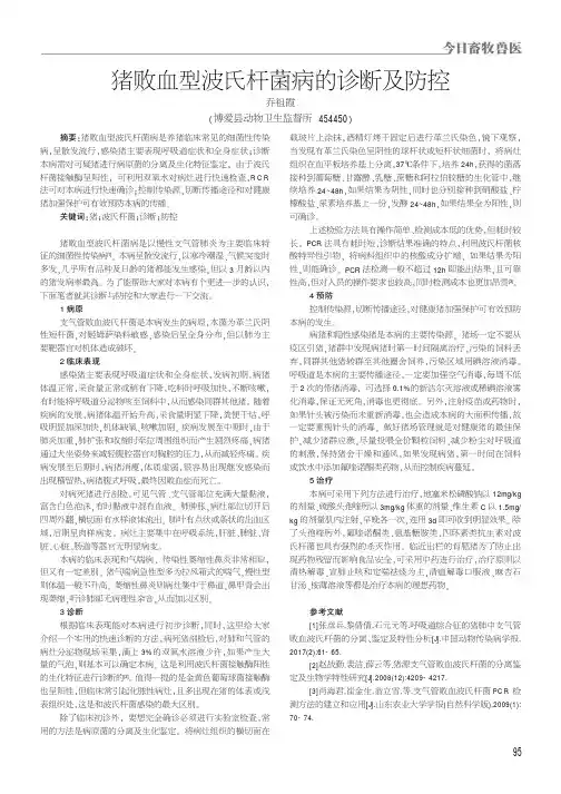 猪败血型波氏杆菌病的诊断及防控