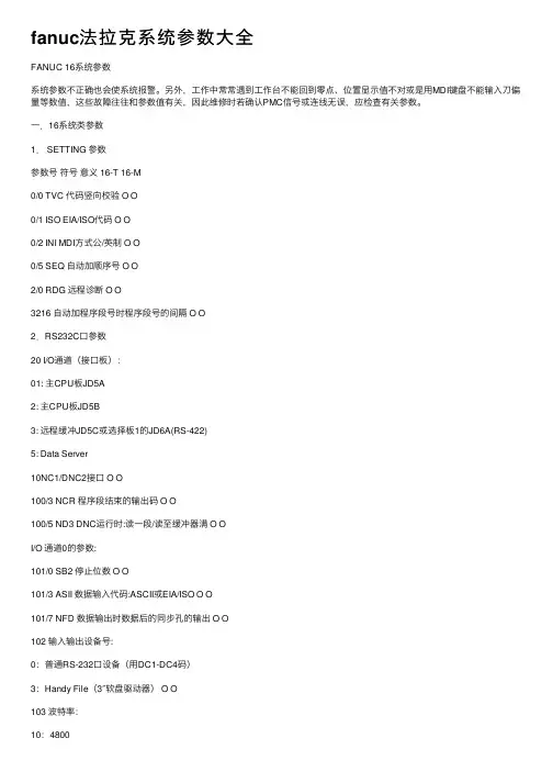 fanuc法拉克系统参数大全