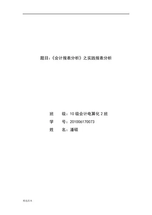 财务分析资产负债表和利润表