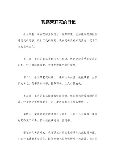 观察茉莉花的日记