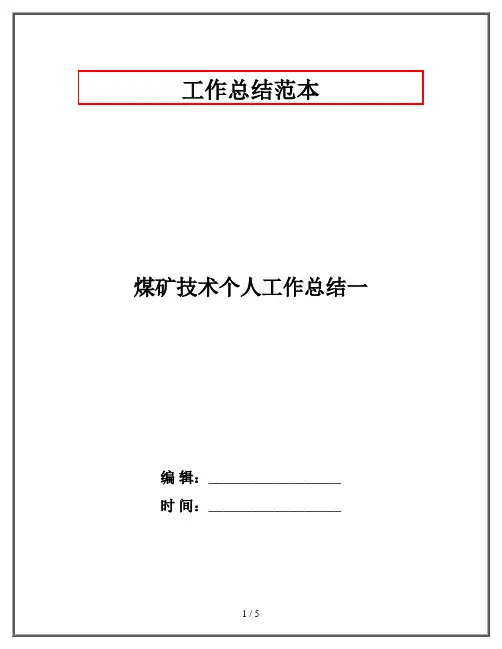 煤矿技术个人工作总结一