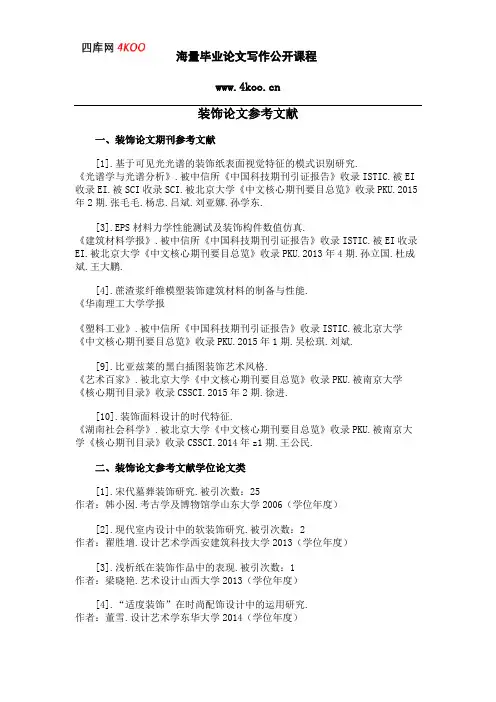 装饰论文参考文献范例