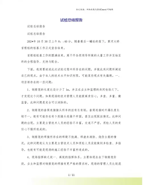 试桩总结报告