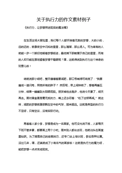 关于执行力的作文素材例子
