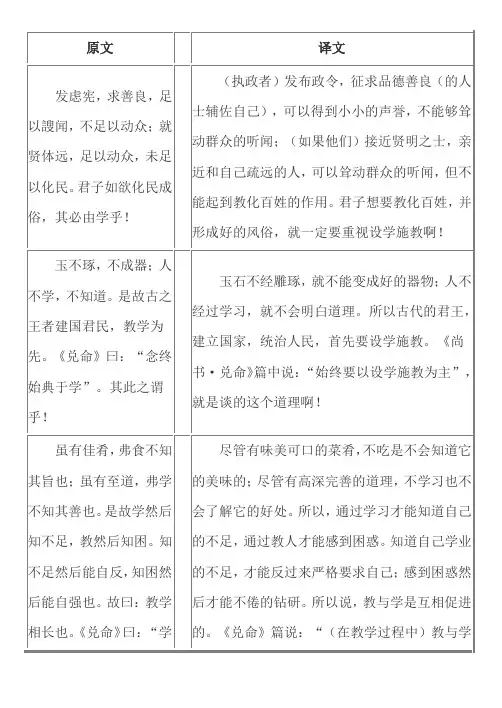 《学记》原文 翻译