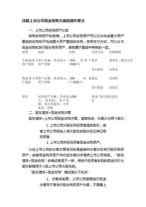 详解上市公司现金收购方案的操作要点