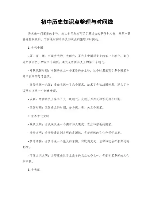 初中历史知识点整理与时间线