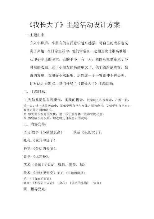 《我长大了》主题活动设计方案